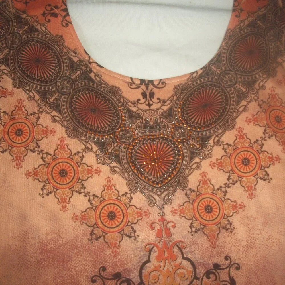 womens boho ombre embellished blouse.size small